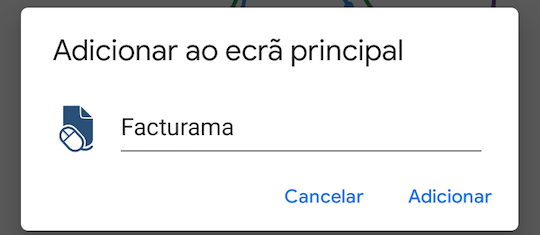 Confirmar adiçãoao ecrã principal