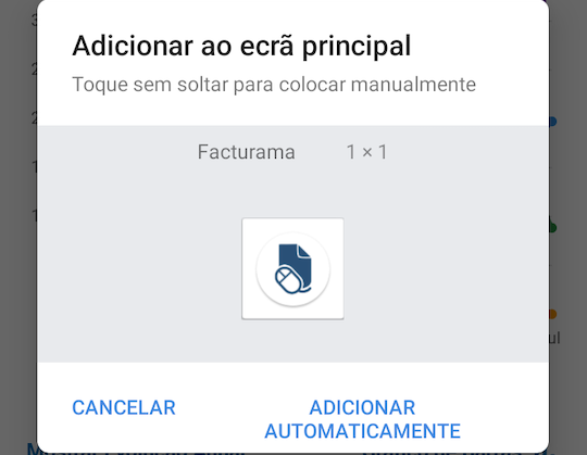 Finalizar adição ao ecrã principal