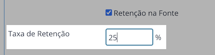 Campo de taxa de retenção na fonte