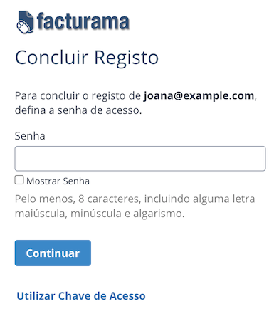 Página de conclusão de registo