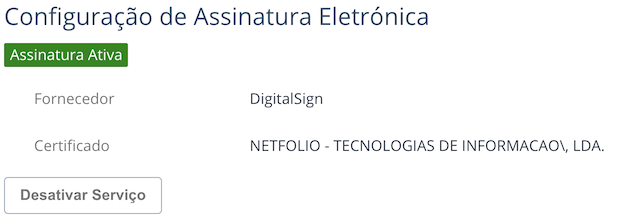 Certificado DigitalSign ativo