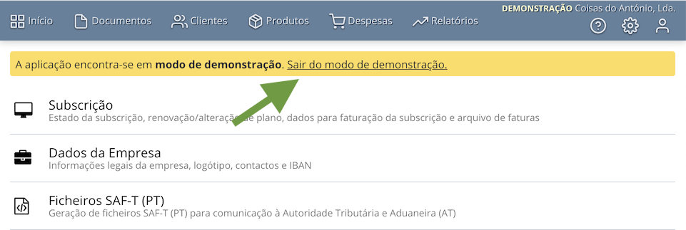 Ligação para sair da demonstração